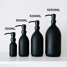 Load image into Gallery viewer, Matt Black Glass Dispenser Bottle With Black Metal Pump
