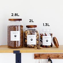 Load image into Gallery viewer, Pet Food / Treat Storage Jar With White Personalised Label
