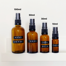 Load image into Gallery viewer, Mini Amber Glass Atomiser Spray  Bottle - Personalised Stamped Label
