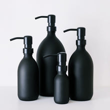 Load image into Gallery viewer, Matt Black Glass Dispenser Bottle With Black Metal Pump
