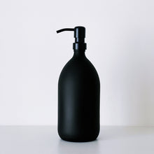 Load image into Gallery viewer, Matt Black Glass Dispenser Bottle With Black Metal Pump
