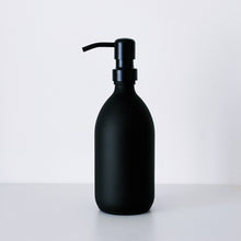 Load image into Gallery viewer, Matt Black Glass Dispenser Bottle With Black Metal Pump
