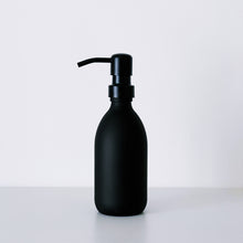 Load image into Gallery viewer, Matt Black Glass Dispenser Bottle With Black Metal Pump
