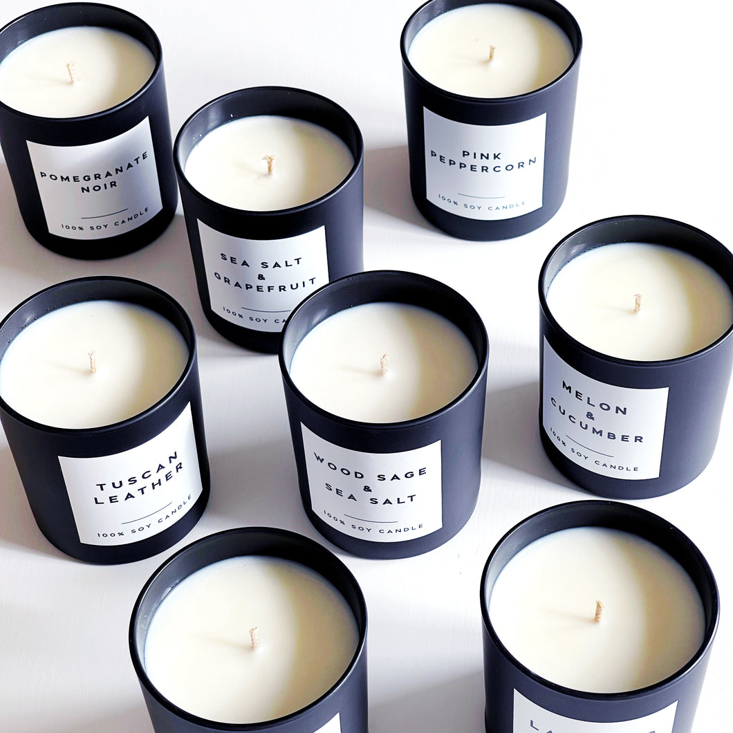 Matt Black Soy Wax Candle - Choice Of Fragrance