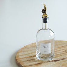 Load image into Gallery viewer, Chunky Glass Oil/Vinegar Pourer Bottle With Optional White Personalised Label
