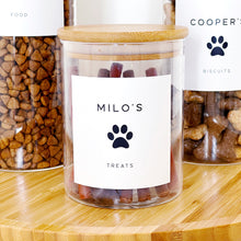 Load image into Gallery viewer, Pet Food Storage Jar With White Personalised Label
