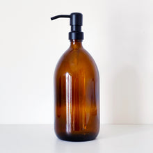 Load image into Gallery viewer, Amber Dispenser Bottle With Black Metal Pump
