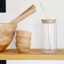 Load image into Gallery viewer, Reusable Glass with Bamboo Lid &amp; Straw
