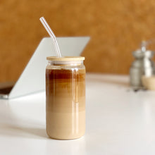 Load image into Gallery viewer, Reusable Glass with Bamboo Lid &amp; Straw
