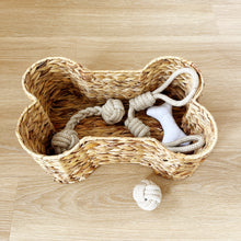 Load image into Gallery viewer, Bone Shaped Water Hyacinth Pet Storage Basket
