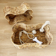 Load image into Gallery viewer, Bone Shaped Water Hyacinth Pet Storage Basket
