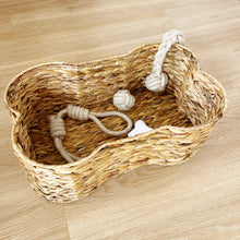 Load image into Gallery viewer, Bone Shaped Water Hyacinth Pet Storage Basket
