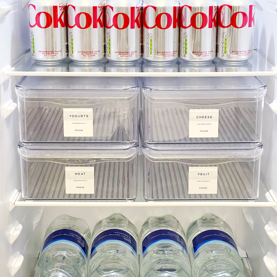 Fridge Storage Container With Lid & White Personalised Waterproof Label