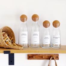 Load image into Gallery viewer, Laundry Bottle With White Waterproof Personalised Label And Cork Ball Lid
