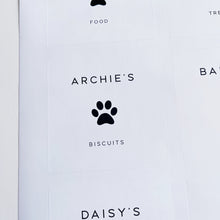 Load image into Gallery viewer, 8cm x 8cm Square White Paw Print Pet Labels
