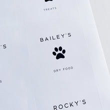 Load image into Gallery viewer, 8cm x 8cm Square White Paw Print Pet Labels
