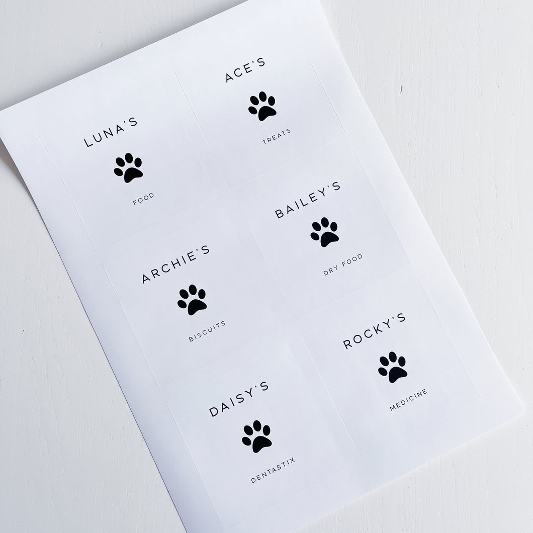 8cm x 8cm Square White Paw Print Pet Labels