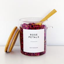 Load image into Gallery viewer, Glass Storage Jar With White Waterproof Personalised Label, Natural Bamboo Lid And Spoon
