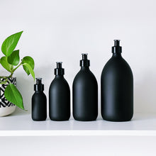 Load image into Gallery viewer, Matt Black Glass Dispenser Bottle With Black Plastic Pump
