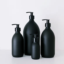 Load image into Gallery viewer, Matt Black Glass Dispenser Bottle With Black Plastic Pump
