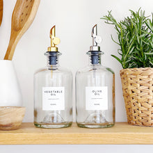 Load image into Gallery viewer, Clear Glass Oil / Vinegar Pourer Bottle With Personalised Label
