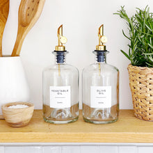 Load image into Gallery viewer, Clear Glass Oil / Vinegar Pourer Bottle With Personalised Label
