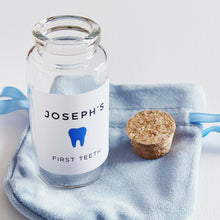 Load image into Gallery viewer, First Tooth Bottle - Personalised Label - Pink Or Blue Velvet Pouch
