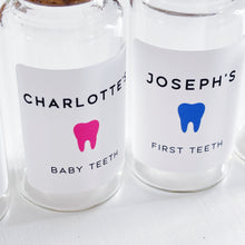 Load image into Gallery viewer, First Tooth Bottle - Personalised Label - Pink Or Blue Velvet Pouch
