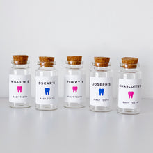 Load image into Gallery viewer, First Tooth Bottle - Personalised Label - Pink Or Blue Velvet Pouch
