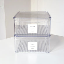 Load image into Gallery viewer, Fridge Storage Container With Lid &amp; White Personalised Waterproof Label
