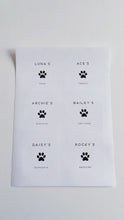 Load and play video in Gallery viewer, 8cm x 8cm Square White Paw Print Pet Labels
