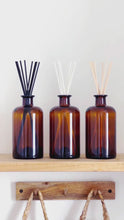 Load and play video in Gallery viewer, Large Amber Glass Diffuser Bottle And Reeds
