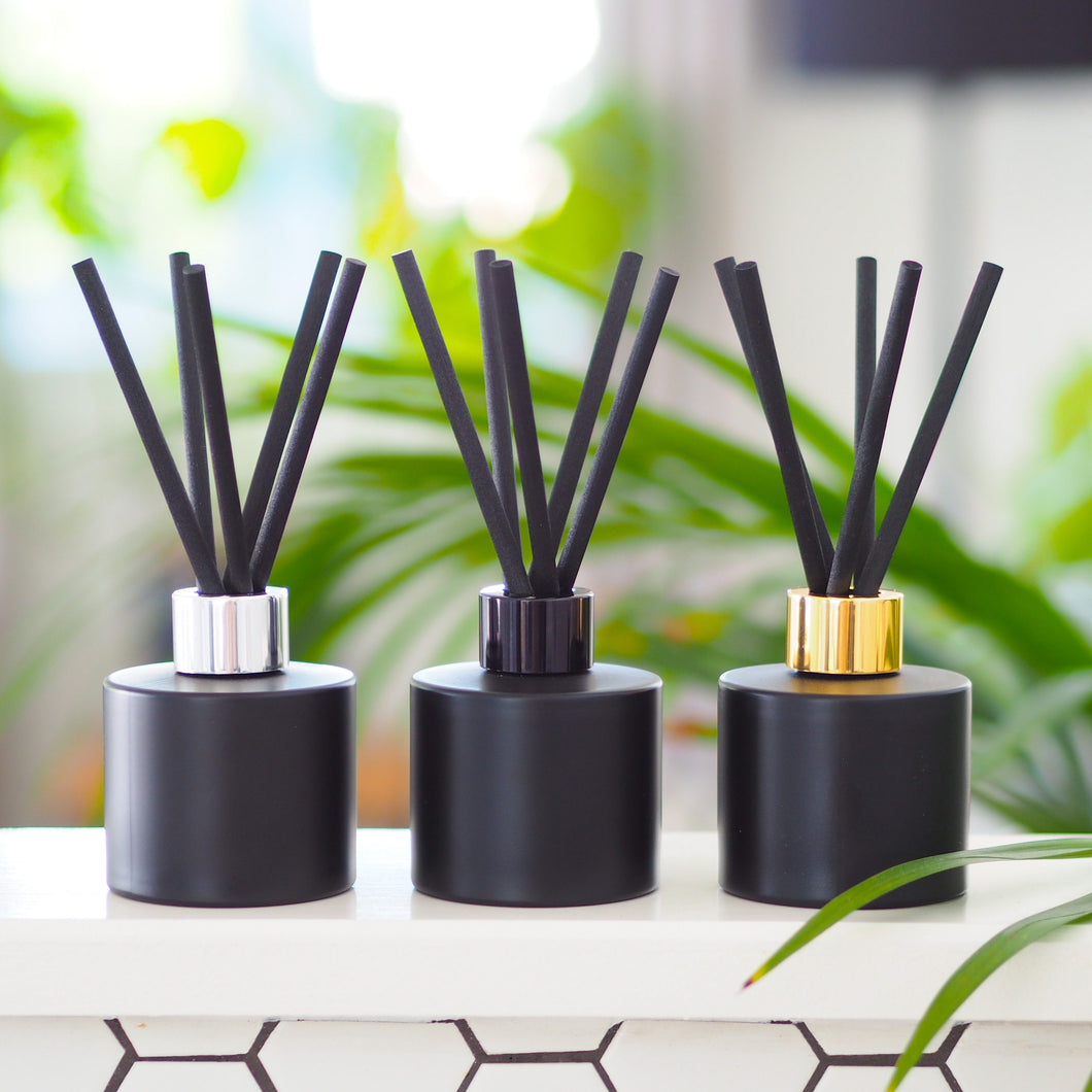 Matt Black Glass Diffuser Bottle And Reeds