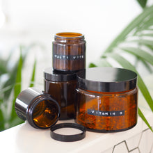 Load image into Gallery viewer, Refillable Amber Glass Jar With Optional Stamped Personalised Label
