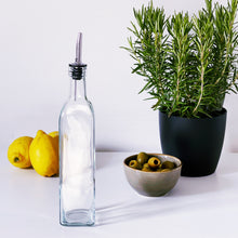 Load image into Gallery viewer, Glass Oil/Vinegar Pourer Bottle With Optional White Personalised Label
