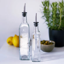 Load image into Gallery viewer, Glass Oil/Vinegar Pourer Bottle With Optional White Personalised Label
