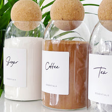 Load image into Gallery viewer, Cork Ball Glass Jar With White Personalised Script Label
