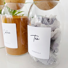 Load image into Gallery viewer, Cork Ball Glass Jar With White Personalised Script Label
