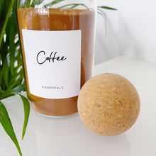 Load image into Gallery viewer, Cork Ball Glass Jar With White Personalised Script Label
