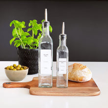 Load image into Gallery viewer, Glass Oil/Vinegar Pourer Bottle With Optional White Personalised Label
