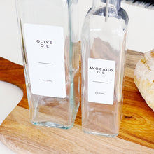 Load image into Gallery viewer, Glass Oil/Vinegar Pourer Bottle With Optional White Personalised Label
