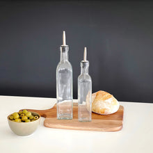 Load image into Gallery viewer, Glass Oil/Vinegar Pourer Bottle With Optional White Personalised Label
