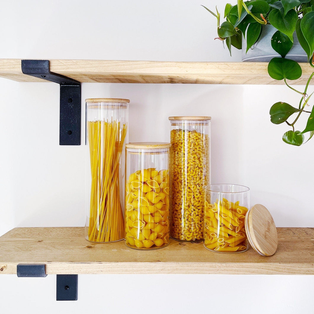 Glass Storage Jar With Natural Bamboo Airtight Lid